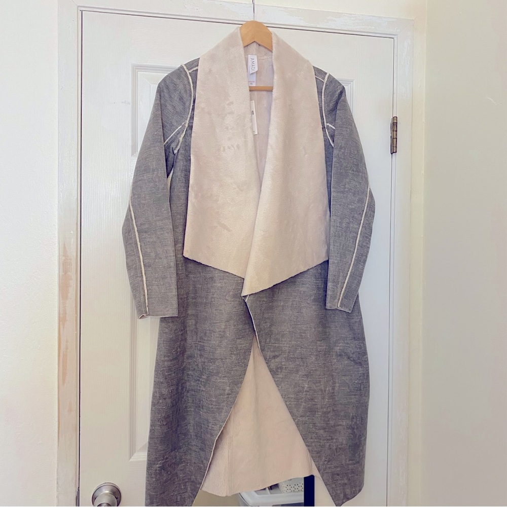 NWT Anthropologie Suede Sherpa Jacket Amadi Camilla - Picture 8 of 12